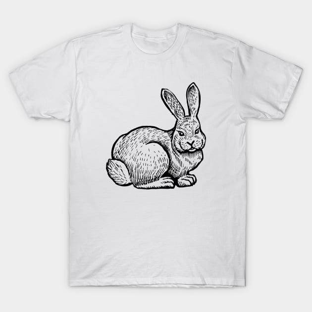 Rabbit Hand Drawn T-Shirt by KC Happy Shop